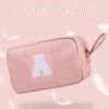 Puffy Makeup Bag for Women, Initial Cosmetic Bag, Cute Travel Toiletry Bag, Puffer Make Up Organizer Bags with Compartments, Personalized Gifts for