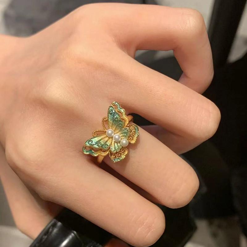 Fashionable Copper Butterfly Bow Ring For Women Versatile Adjustable Finger Jewelry