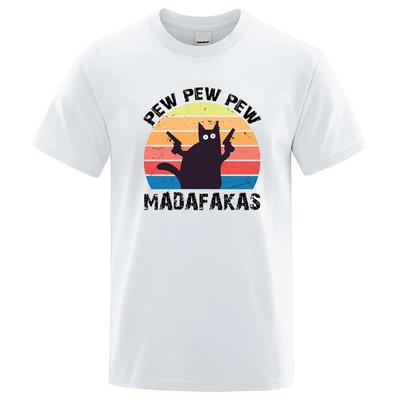Pew Pew Madafaks Katze Persönlichkeit Männlich Tops Übergroßes Baumwoll-T-Shirt Kleidung Sommer Straße T-Shirts Mode T-Shirt Mann 80233