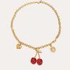 Cherry Girl Red Pearl Pendant Earrings & Bracelet Necklace Set - Titanium Steel with Color Retention