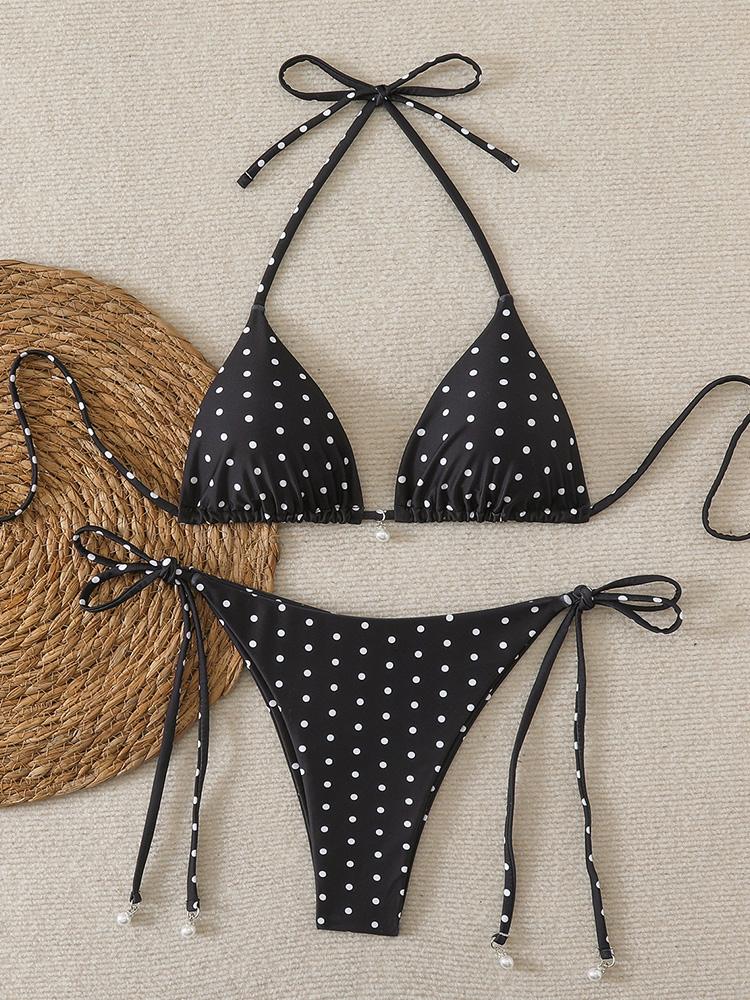 2026 Women Swimsuit Sexy Pearl Micro Bikinis Sets Dot Print Female Swimwear for Woman Bathing Suits Beachwear Trend Bikinis