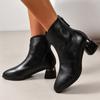 New Style Fashionable All-match Thick Heel Non-tiring Pointed Toe Leather Boots In Autumn and Winter