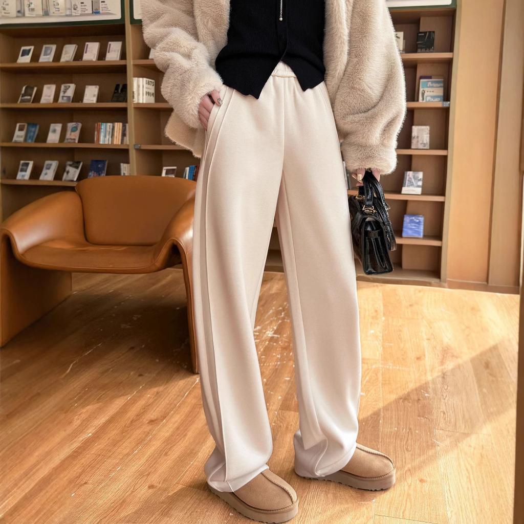 Cotton Cashmere Straight Narrow Version Wide-leg Pants for Women In Spring and Autumn Casual Loose Sweatpants Small Design Scimitar Pants