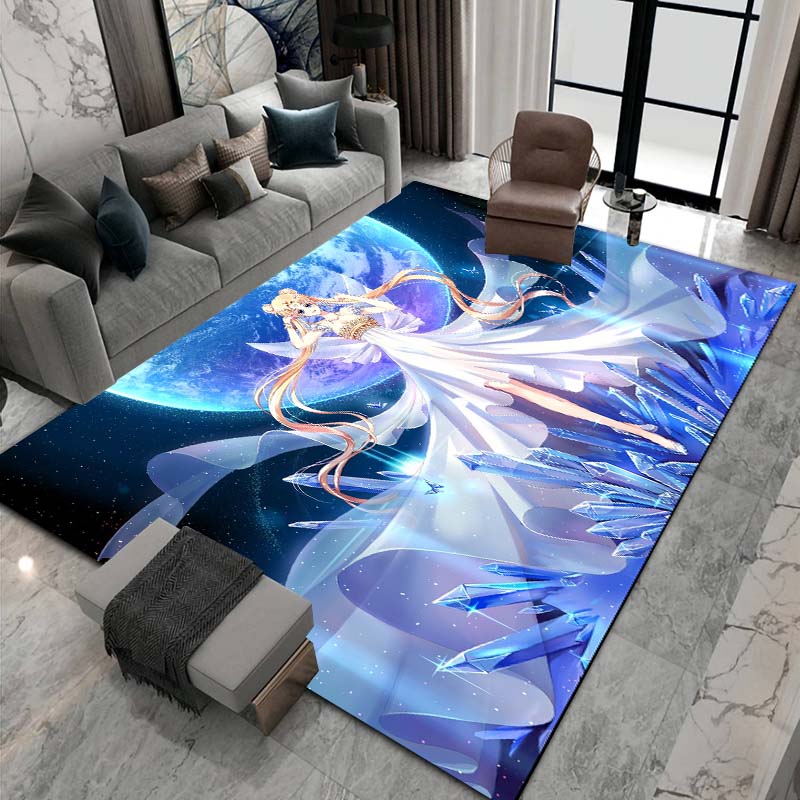 3D printed Sailor Moon pattern rug, large-area non-slip washable rug,, suitable for bedroom home décor.22