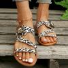 Summer new  Leopard Women Pattern Sandals Retro Large Fashion Flat slippers Outdoor Comfortable Beach Casual Shoes