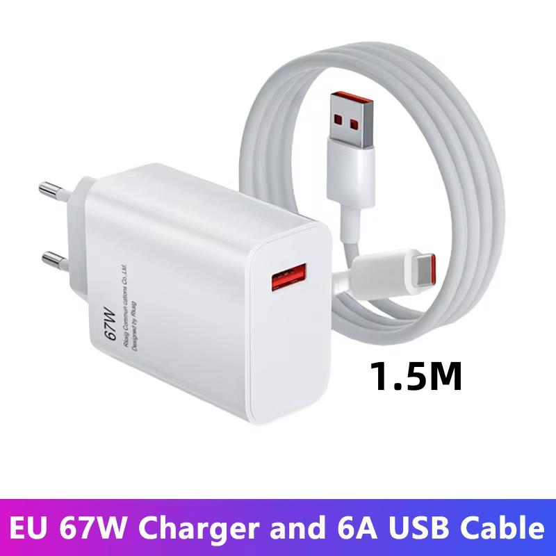67W GaN USB Charger Fast Charging Charger Type-C Data Cable Mobile Phone Wall Travel Adapter For Samsung Huawei