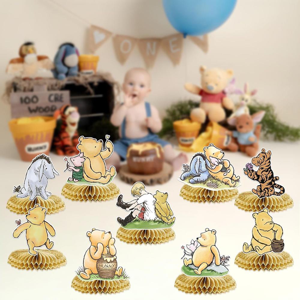 9pcs Winnie The Pooh Honeycomb Centerpieces For Baby Shower, Party Supplies