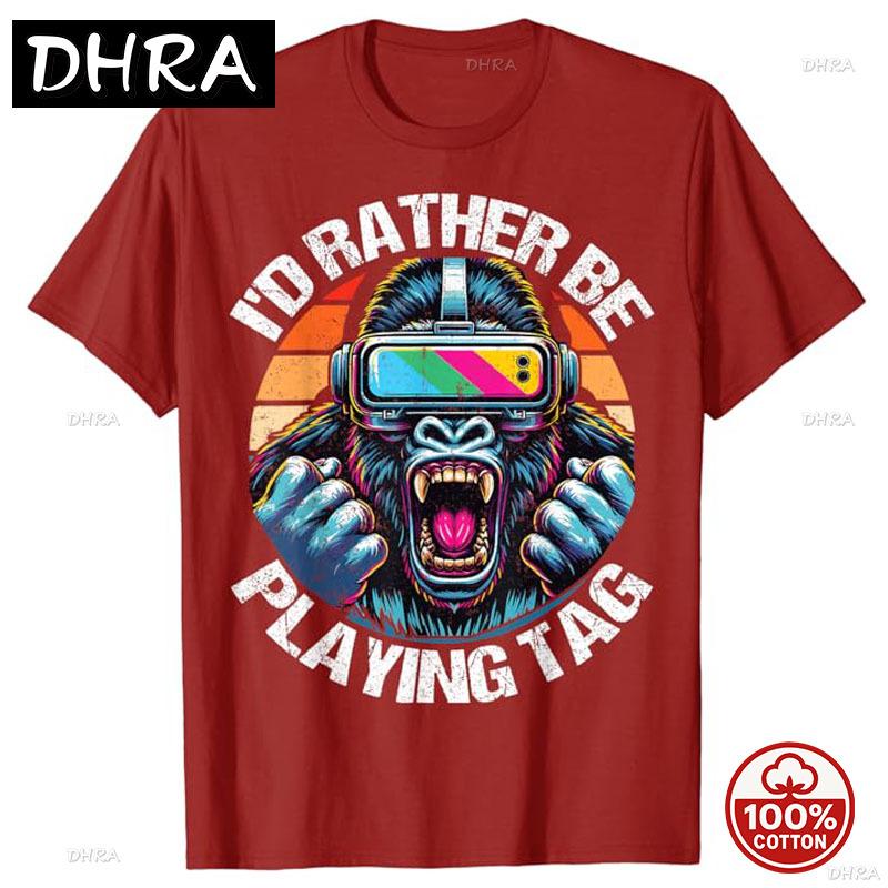 Id Rather Be Playing Tag Gorilla Monke Tag Gorilla Vr Gamer Unisex Cotton Tshirt Cute Gaming Fantasy Sarcasm Graphic Outfits