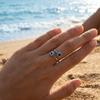 Bague Œil Bleu Double Zirconium Couleur Argent Bague de Doigt Réglable Anneaux Torsadés Tendance Fête