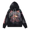 Mens Womens Oversized Hooded Sweatshirt Streetwear Vintage Washed Cotton Pullover Casual Long Sleeve