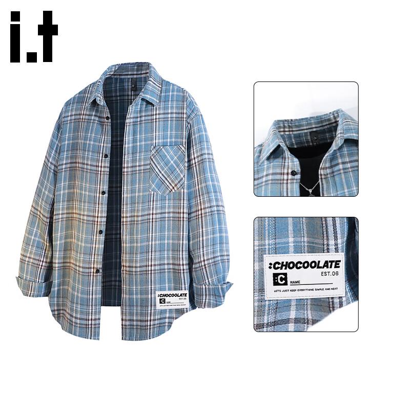 Men's Japanese Style Plaid Long-Sleeve Shirt