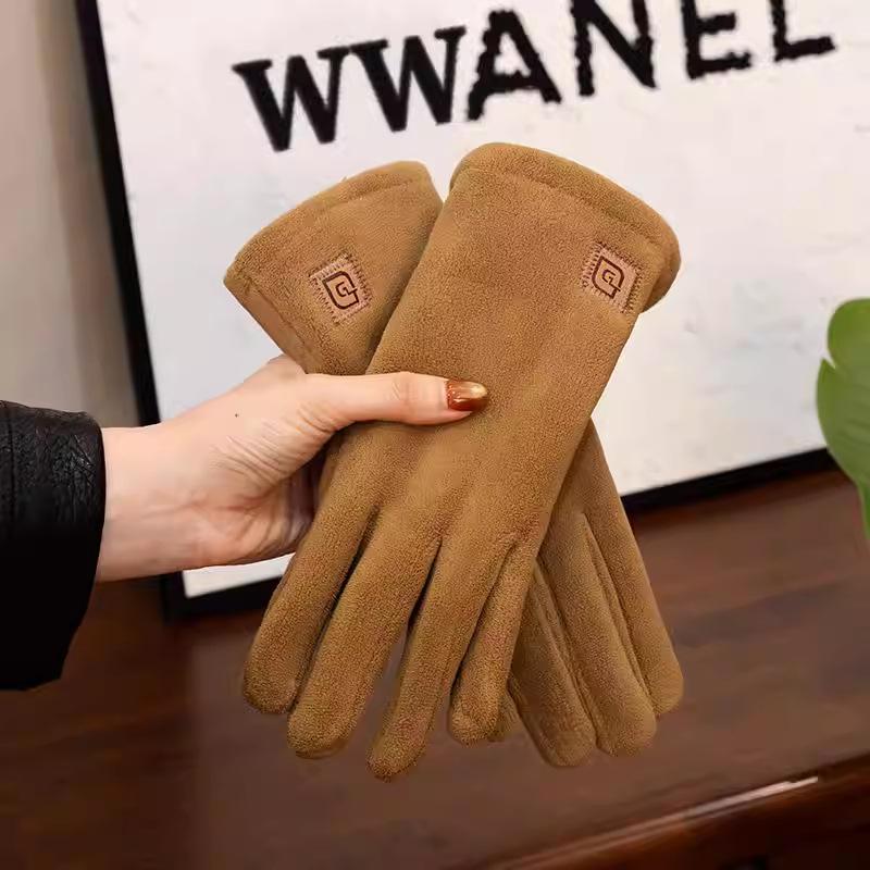 Lamb Wool Thermal Gloves Women's 2025 New High-value Cycling Windproof and Cold-proof Driving Cotton Gloves