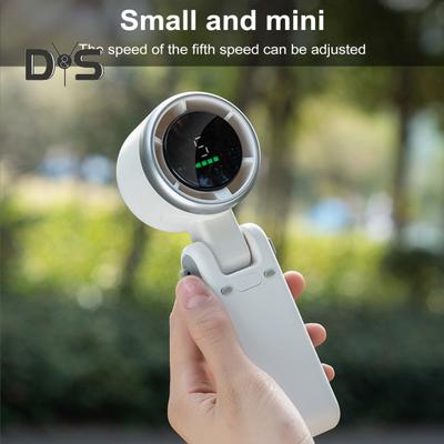 Portable Handheld Turbo Fan Digital Display Design 180-Degree Adjustable Brushless Motor 5 Speeds Foldable Travel Cooling Fan