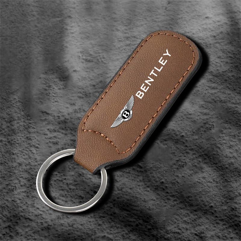 

Leather Car Emblem Keychain Keyring Key Pendant for Bentley Continental GT MULLINER Bentayga Flying Hurtling Spur Auto Accessory коричневий