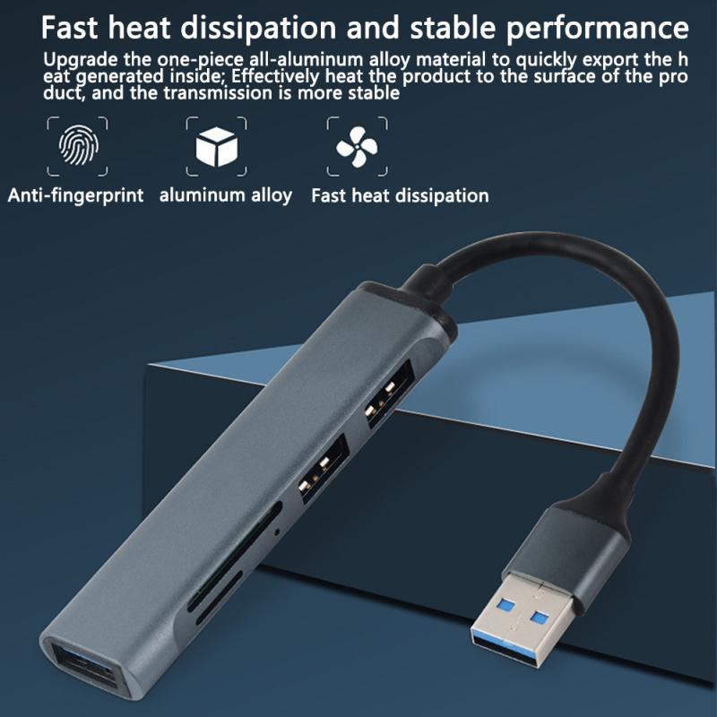 5-in-1 Usb 3.0 Extender Splitter Multi-port Type-c Hub Aluminum Alloy Docking Station Computer