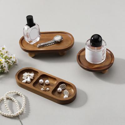 Holz-Display-Tablett Kleiner Erhöhungs-Sockelständer Rustikales Erhöhtes Tablett Holz-Erhöhung für Schmuck Parfüms Kerzen