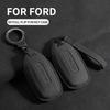 Suede Leather Car Smart Remote Key Case Cover Case For Ford Territory EV Bag Shell Holder Protector Key Chain Auto Accessories