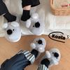 Fashion Women Indoor Fluffy Slippers Cute Cartoon Koala Winter Warm Shoes  Faux Fur Anti-slip Gray Color Couples Home Floor Slipper