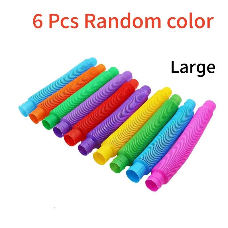 6PCS Mini Color Plastic Bellows Squeeze Toy Pull Telescopic Tube Popular Sensory Toys Adult Restless Children Decompression Vent
