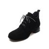Women's boots 2025 autumn and winter new lace-up foreign black Martin boots straps matte sheepskin round head side zipper short boots