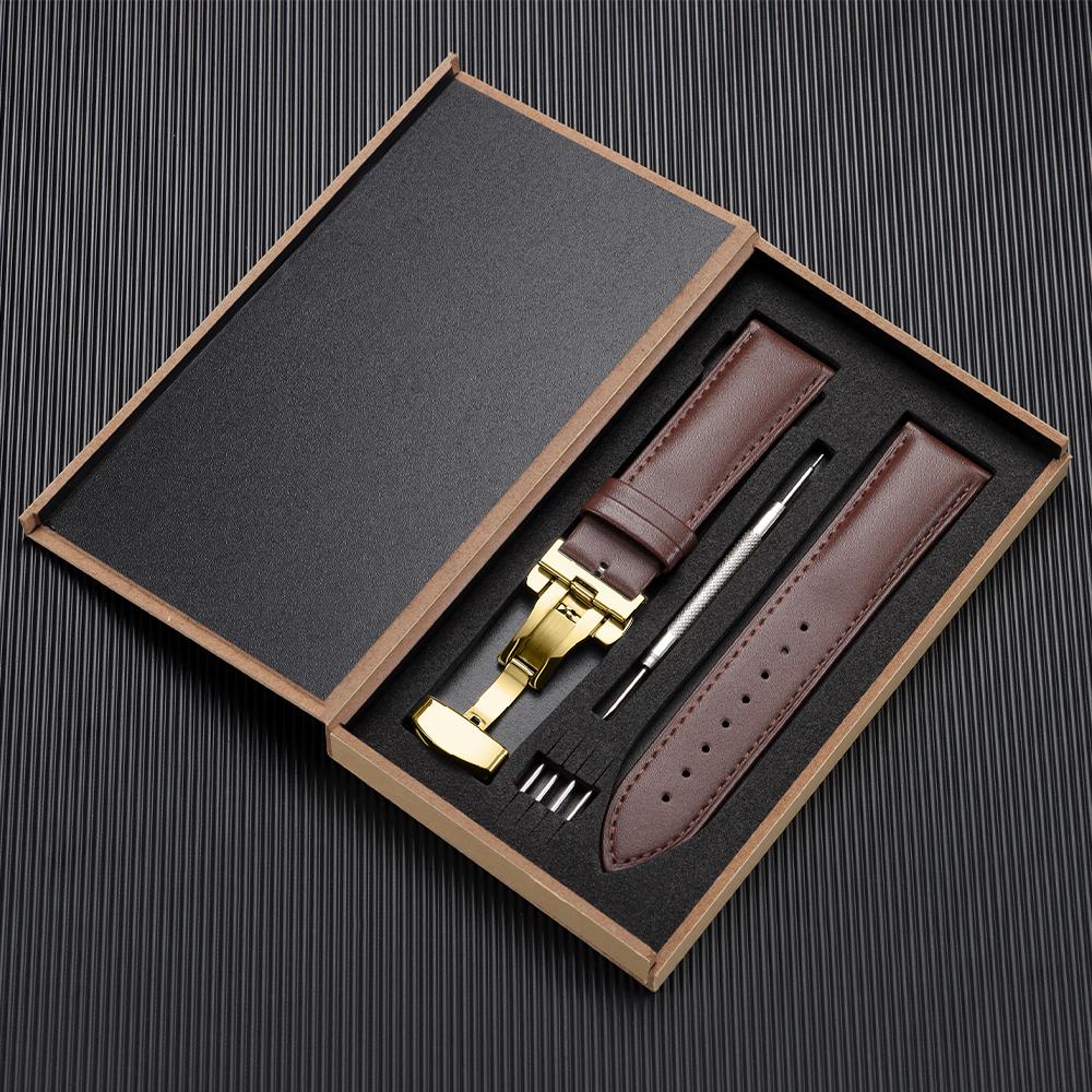 Echtes Leder Uhrenarmband 12/13/14/15/16/17/18/19/20/21/22/23/24mm Armbänder Herren und Damen Business Armbanduhr Armband mit Box