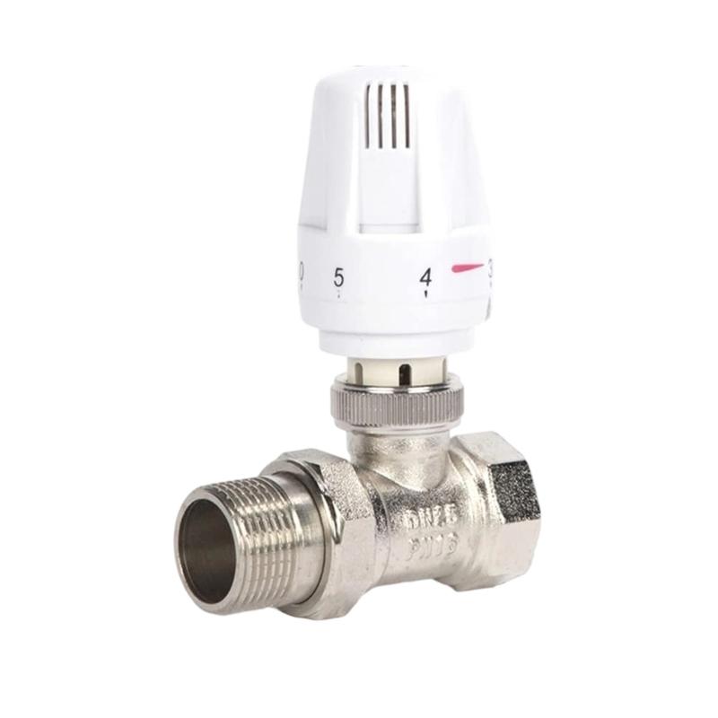 Copper Thermostatic Radiators Valves Straight Adjustable Setting For Central Heating Systems Panel Radiators