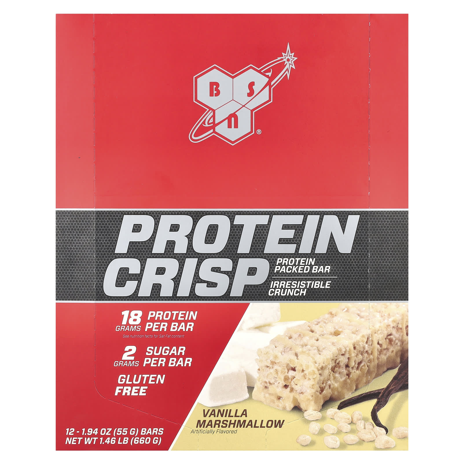 

Protein Crisp, Vanilla Marshmallow, 12 Bars, 1.97 Oz (56 G) Each