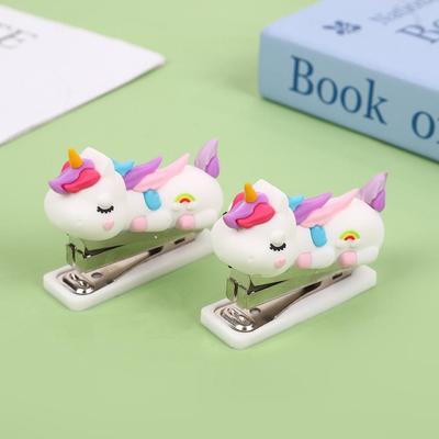 Cartoon Unicorn Mini Stapler - Labor-Saving, Macaron Color, Creative Design.