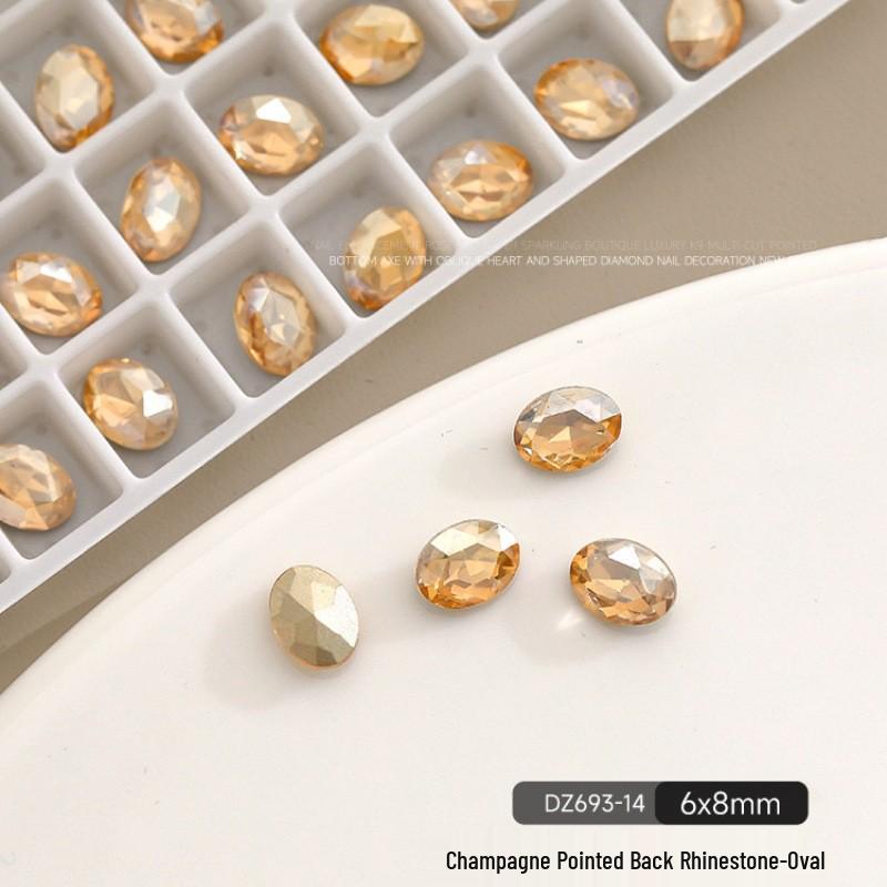 

Стразы для нейл-арта K9 Шампань - Высококачественные неровные кристаллы, квадратные, каплевидные, в форме сердца