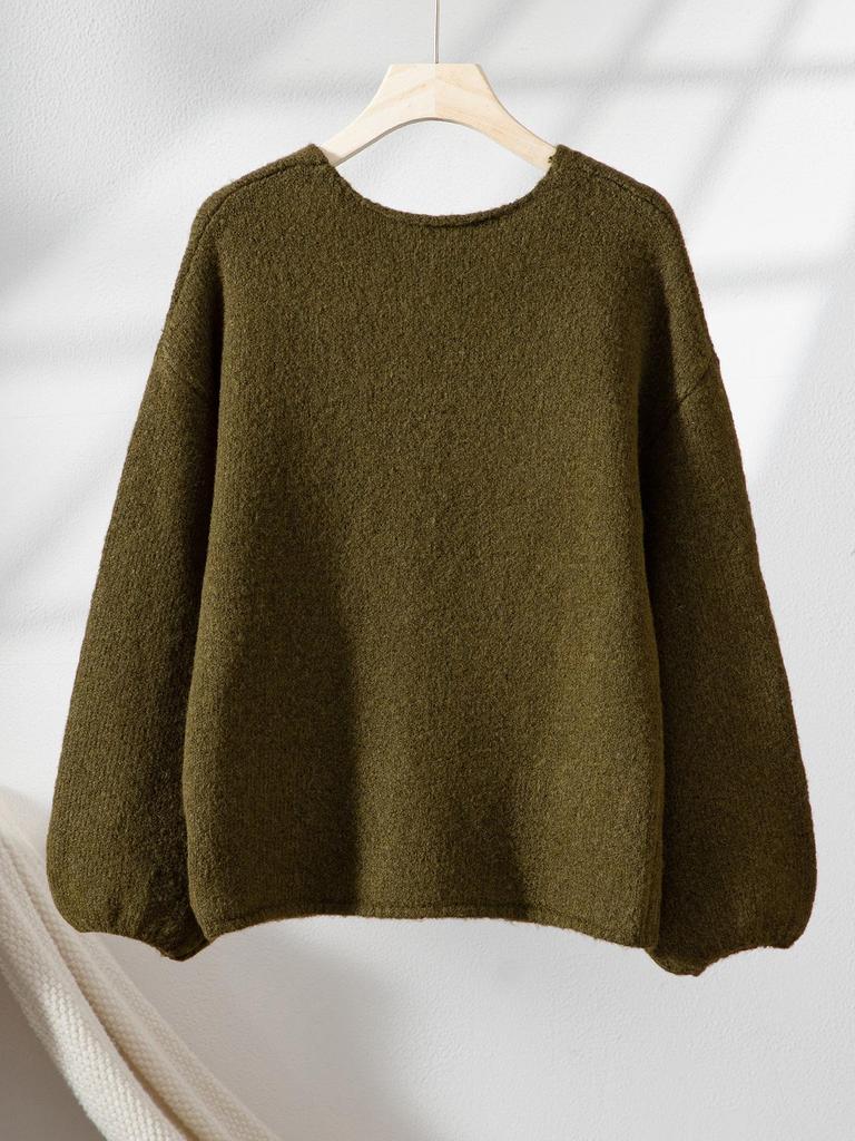 2025 Autumn/Winter Women's Heart Pattern V-Neck Loose Sweater Knitwear