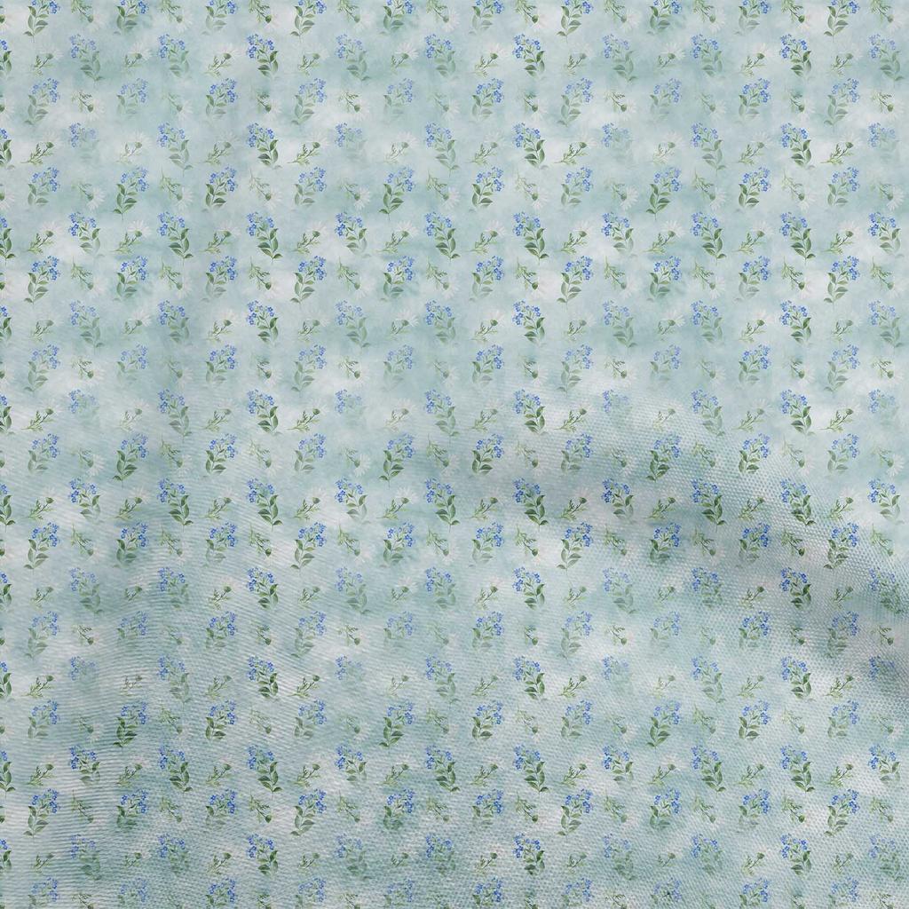 oneOone Cotton Flex Light Green Fabric Watercolor Floral Sewing Material Print Fabric By The Yard 40 Inch