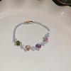 Pulsera coreana ajustable de flor de rombo de circón - Joyería elegante y versátil para mujer