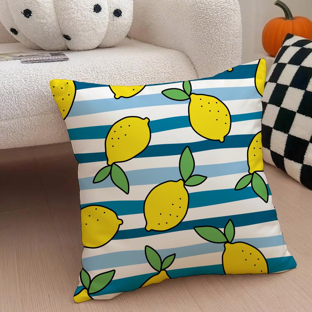 Fresh Vibrant Textile Pattern FFruit Print Art Cushion Cover Throw Pillow Cover Hidden Button Durable Polyester Chair Cushion