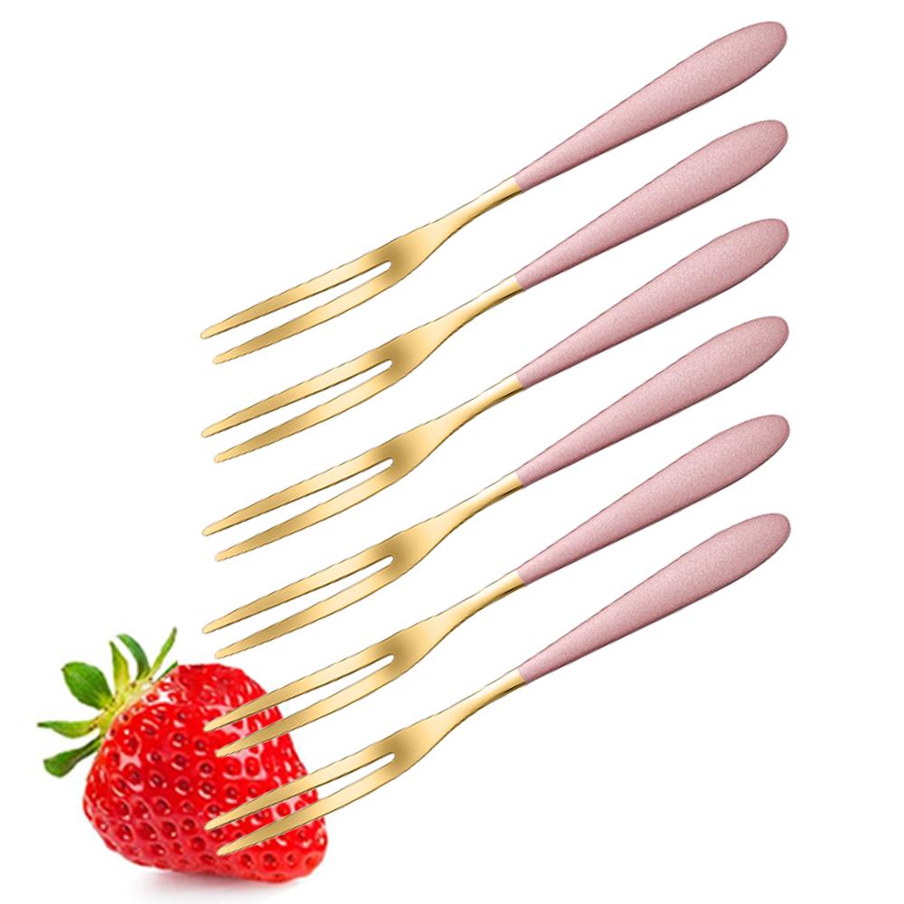 Fruit Forks Set of 6, 5.12Inch Stainless Steel Cocktail Fork Appetizer Small Forks Fruit Salad Fork for Party Hotel Restaurant