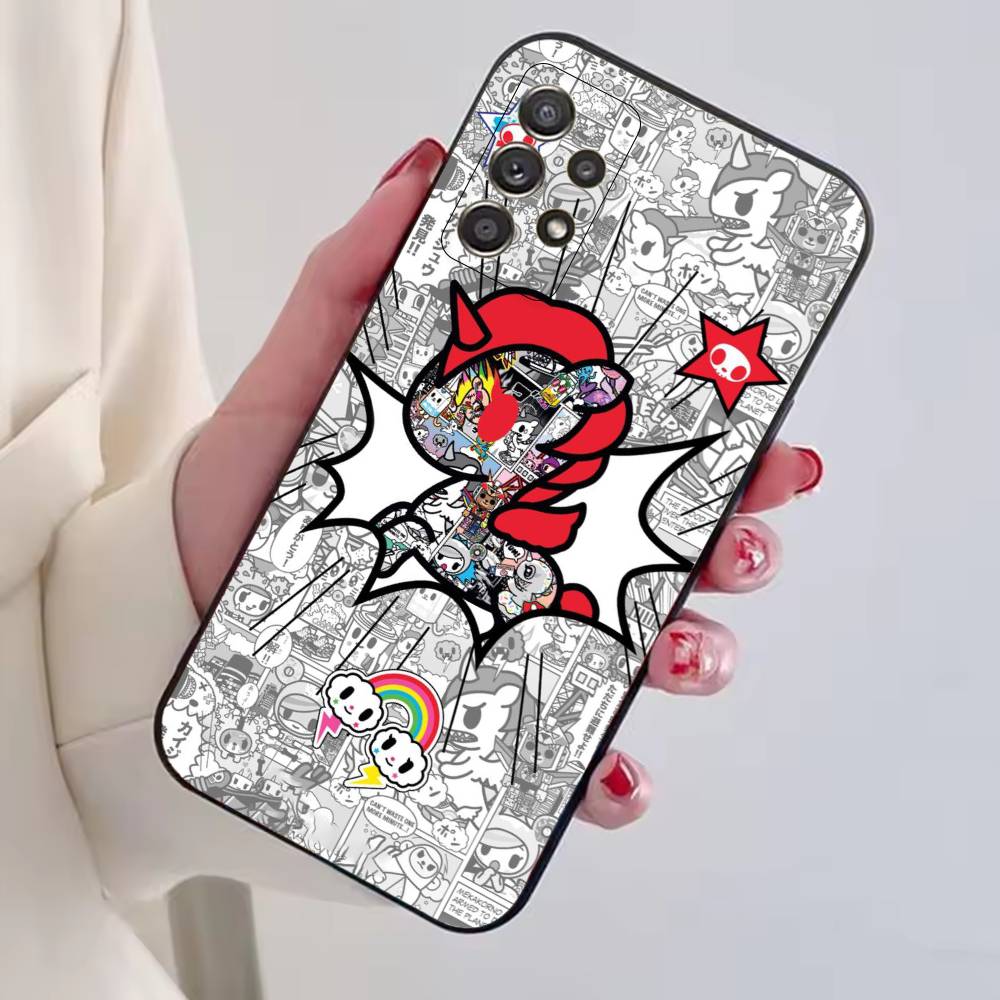 Japan T-Tokidokis Phone Case Black Silicone Soft For Samsung S25,S24,S21,S22,S23,S30,Ultra,S20,Plus,Fe,Lite