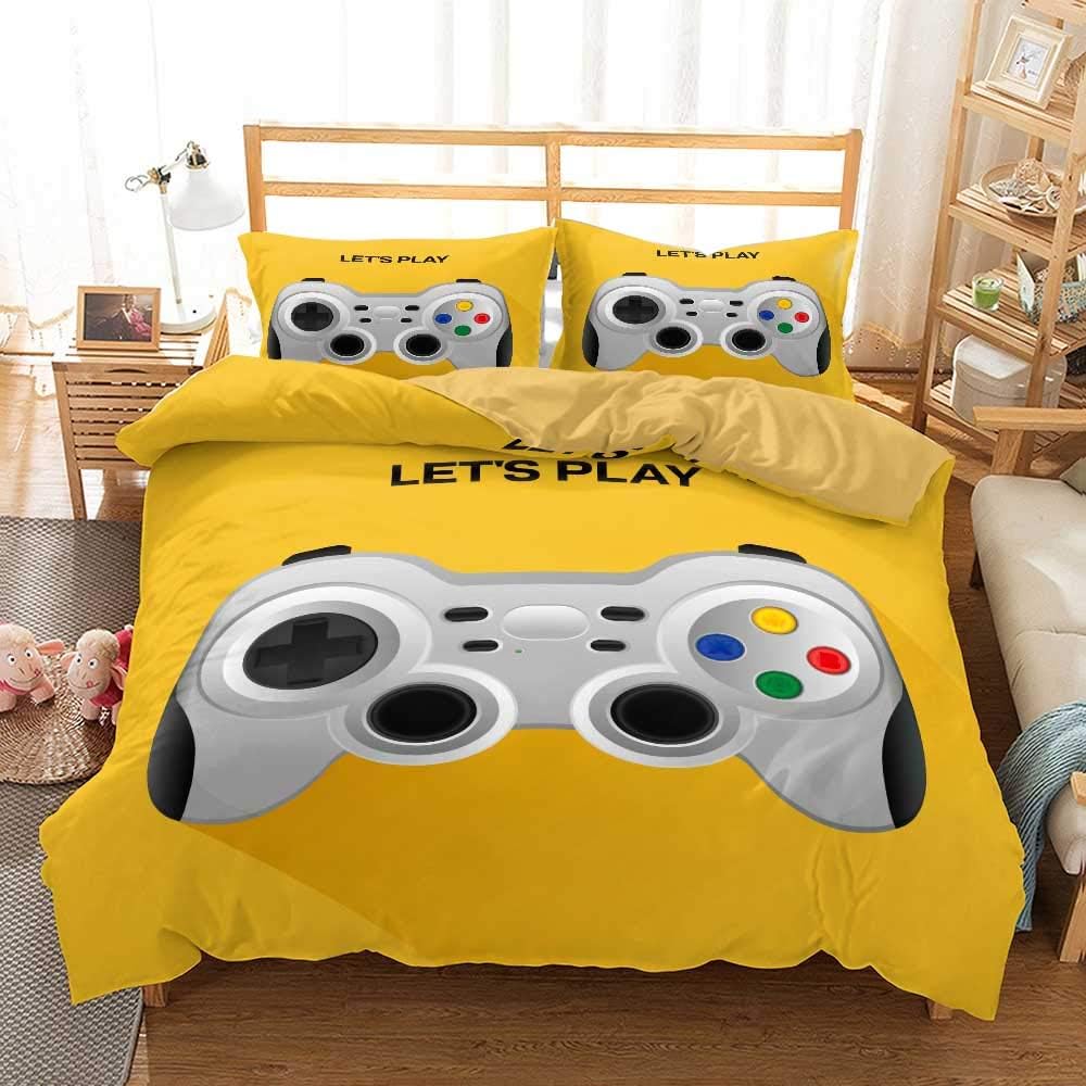 Boy Teens Youth Gamer Duvet Cover Microfiber Dorm Decoration,3D Video Game Game Controller Bedding Set With Matching Pillowcases