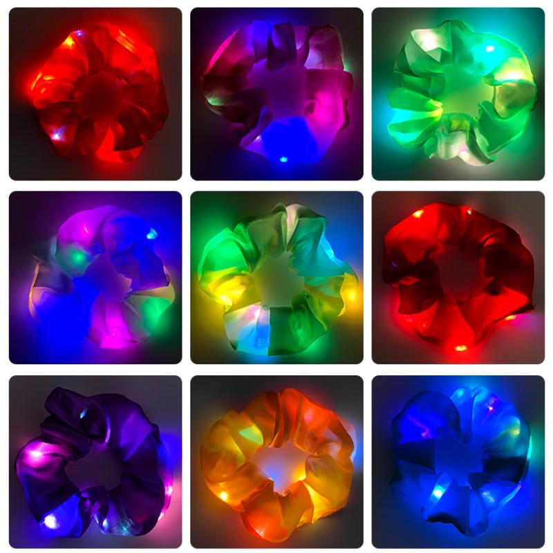 LED Leuchtender Dickdarm Haargummi Hüpfend Di Elektrisch Silbe Elastisch Blinkendes Haaraccessoire Glänzend Stütz-Stirnband
