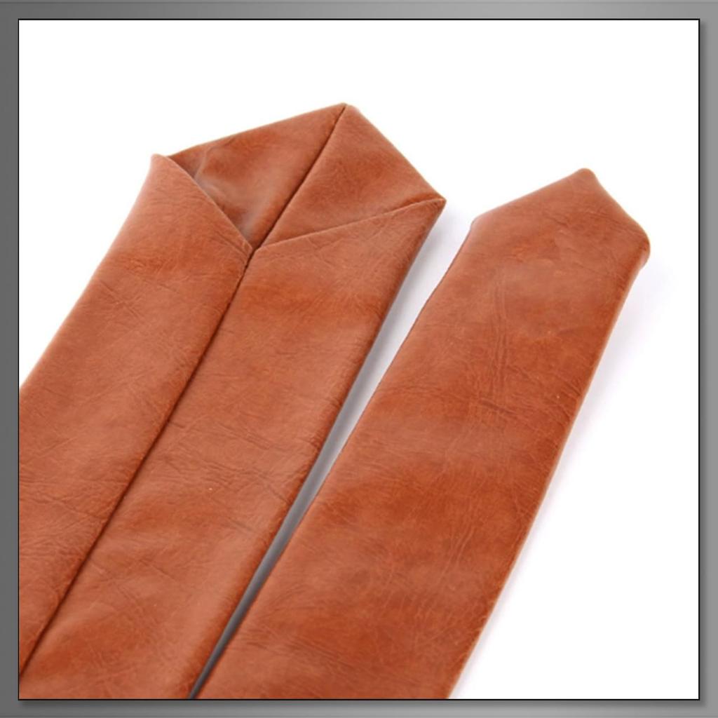 [Buzz Selection] Leather Necktie, Plain, Simple, Business, Formal, Casual, Wedding, Men's AC541 (Silver)