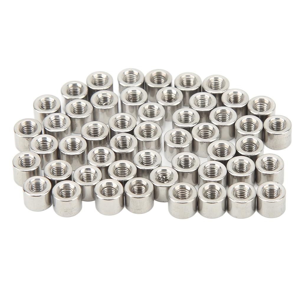 50PCS Round Connector Nuts 304 Stainless Steel M3 Female Thread Cylindrical Coupling Nut