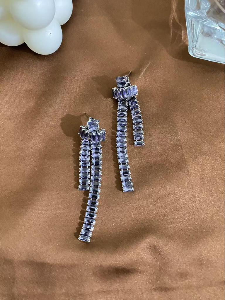 Ensemble collier et boucles d'oreilles à pampilles en zircon: Accessoires de Chaîne de Clavicule Haut de Gamme Chic Européen-Américain pour Femmes