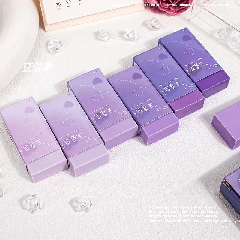 6 Stück/Box INS Ästhetischer Farbverlauf Bleistift Radiergummi Niedlich Schüler Lehrer Schreibwaren Geschenk Kawaii Schulbedarf Radiergummis für Kinder