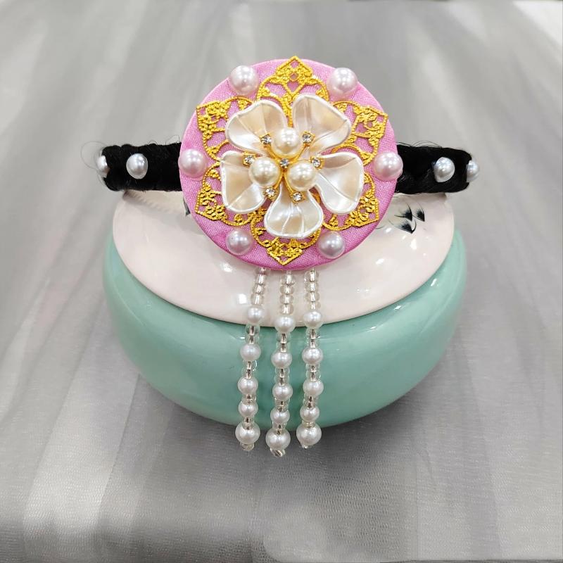 

Корейская повязка на голову Жемчужный цветок Ханбок Повязка для волос Кисточки Традиционный головной убор Сценический танец Обруч для волос Женский