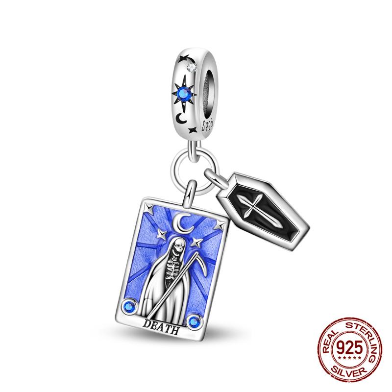 Authentic Original 100% Copper Metal Card Star Robot Beaded Death Demon Eye Charm Bead Components Compatible With Bracelet High Quality Fine Jewelry
