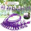 Portable 1.8m Retractable Clothesline, 12 Clips Polychrome Rope, No Punching for Camp Travel Outdoor Drying