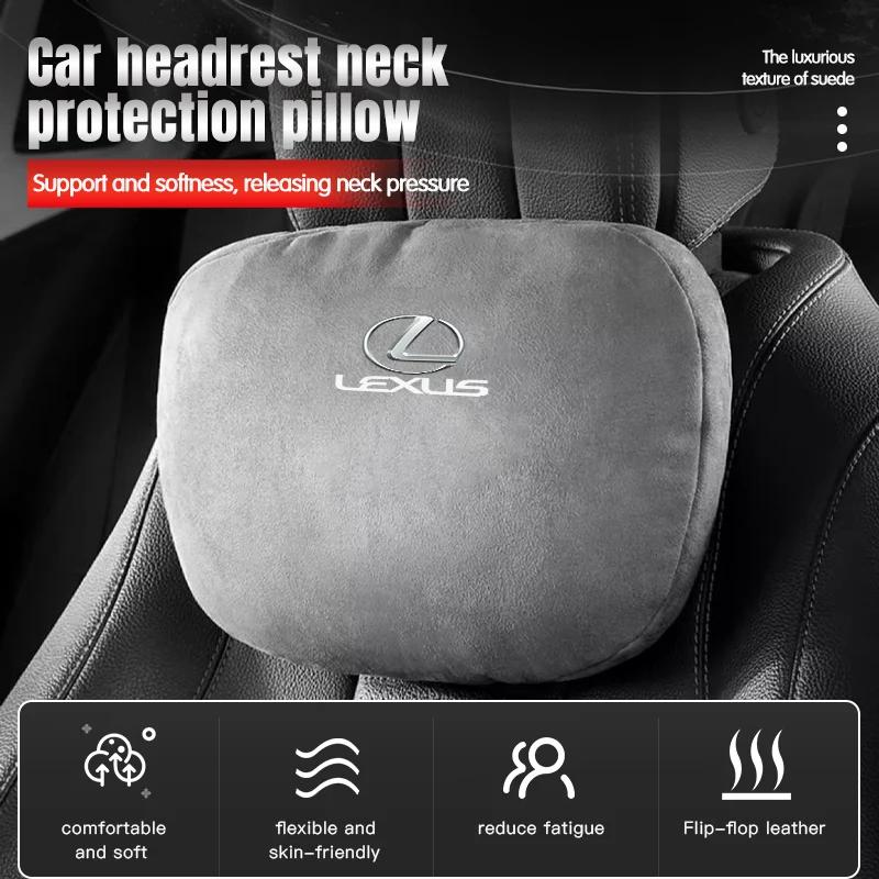 Samochodowy Zagłówek z Zamszu Poduszka Pod Szyję z Pianki Memory Do Lexus RX330 IS250 Ct200h ES300h RX350 IS300h NX300h RX400h UX Akcesoria Samochodowe