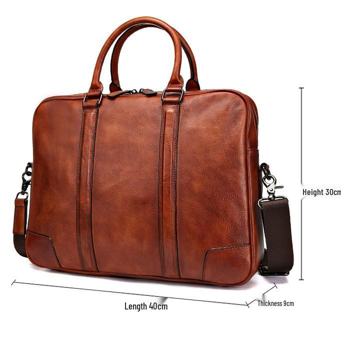 Genuine Leather Men's 15-Inch Crossbody Briefcase and Laptop Bag