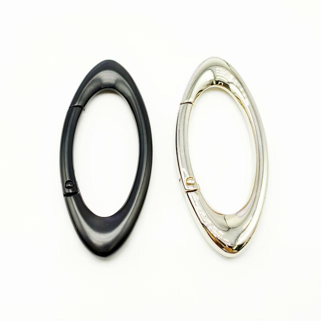 Oval Keychain Bag Pendant with Zinc Alloy Carabiner and Metal Spring Ring Accessory