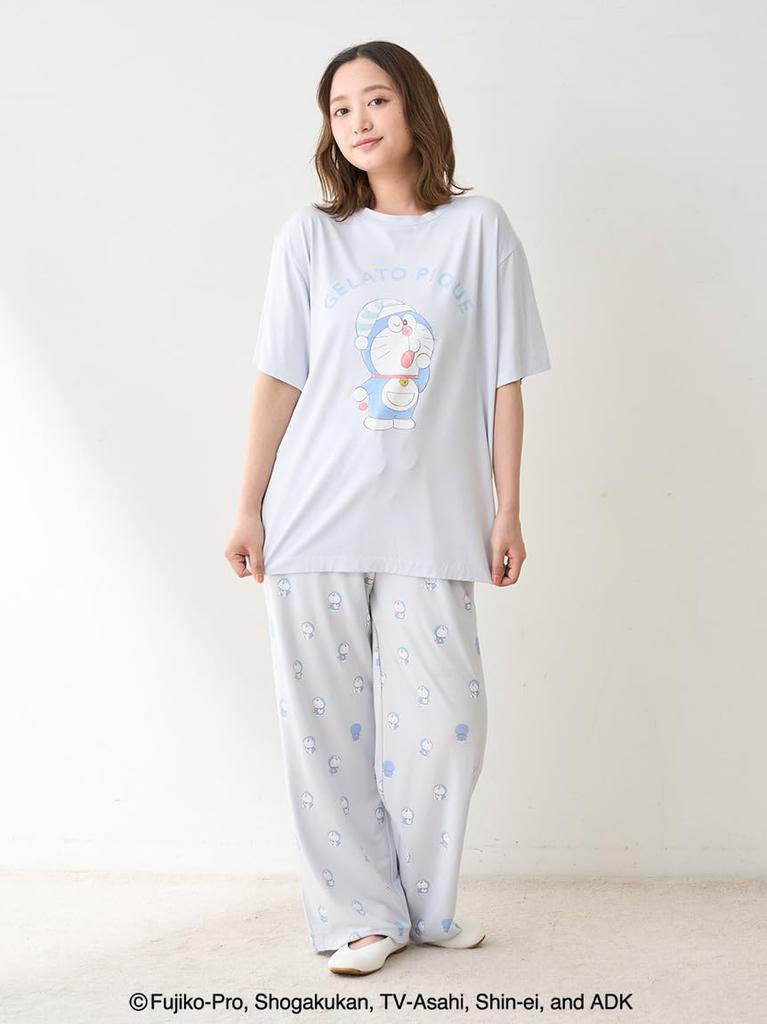gelato pique Doraemon One Free PWCT254202 Women's T-Shirt, Point, Blue, Size,