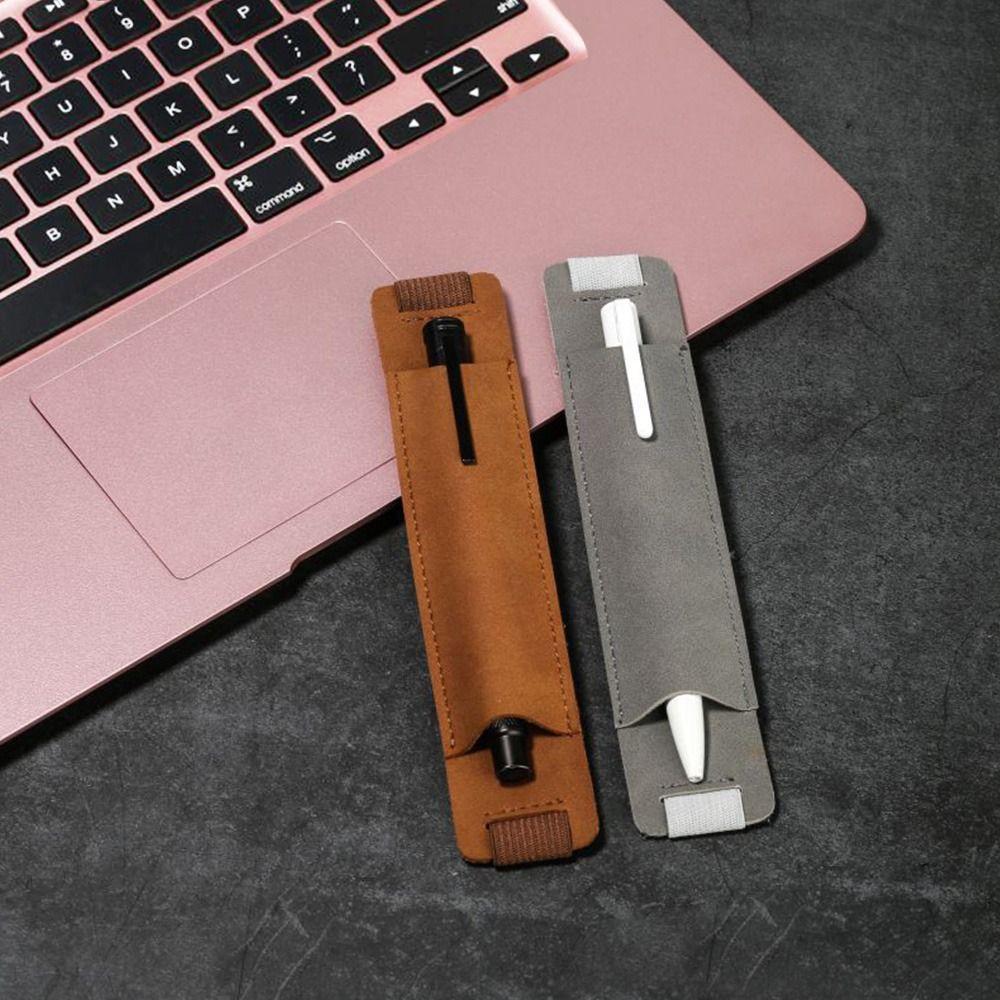 PU Leather Pen Bags Portable Pen Case Elastic Band Pen Sleeve Pouch Pointpen Holder School Office Supplies Handcrafted Gift