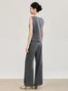 Elegant Beaded Neck Tencel Linen Vest & Wide-Leg Pants Set for Women - Spring Collection